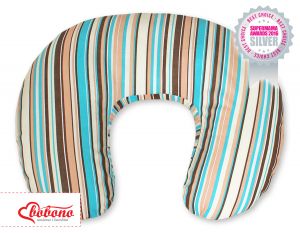 Feeding pillow- Hanging hearts brown strips